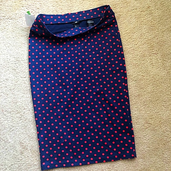 H&M polka dot midi pencil skirt size M - Picture 6 of 7
